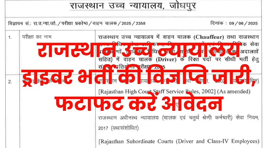 Rajasthan High Court Driver Bharti 2025
