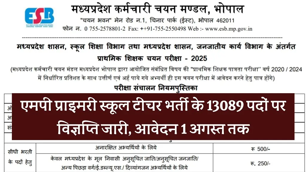 MP Primary Teacher Vacancy 2025