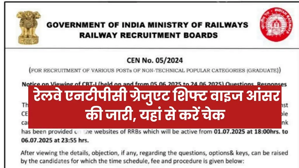 Railway NTPC Graduate Answer Key 2025