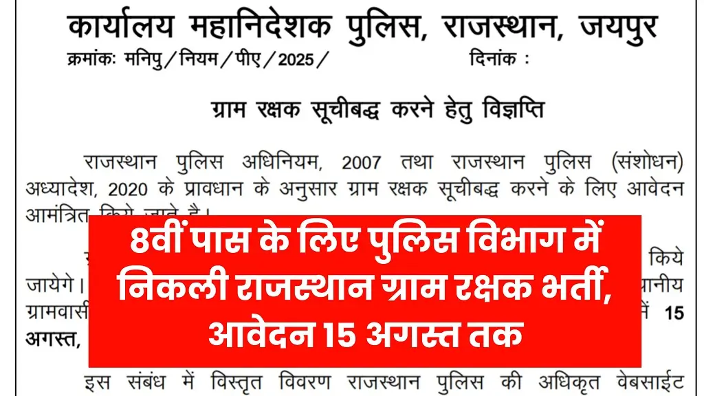 Rajasthan Gram Rakshak Vacancy 2025