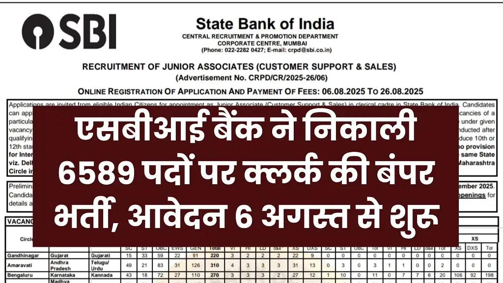 SBI Clerk Job Vacancy 2025